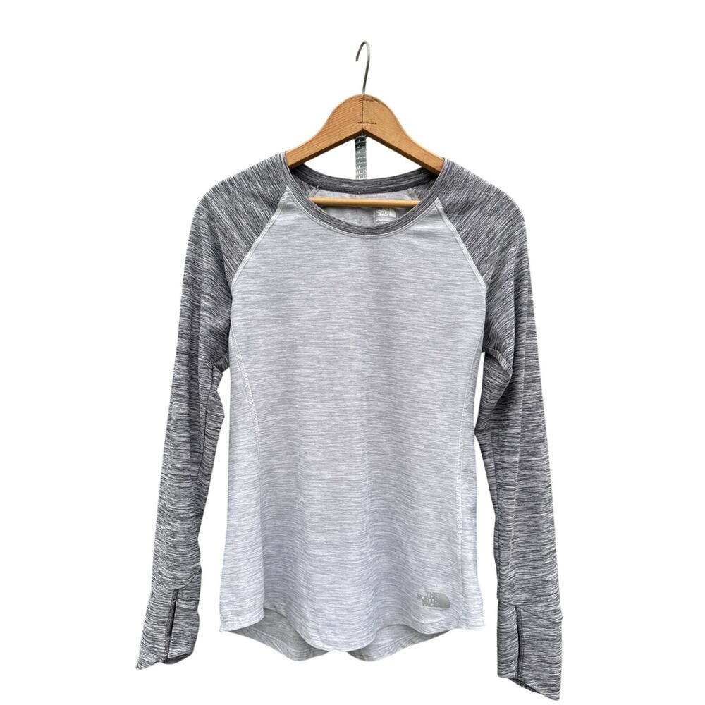 The North Face Womens XS Shirt Gray Motivation Long Sleeve Crew Neck Outdoor